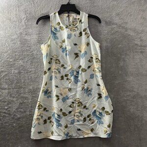 Vtg Whisper Dress Womans Small Floral Blue Sleeveless Round Neck Pullover